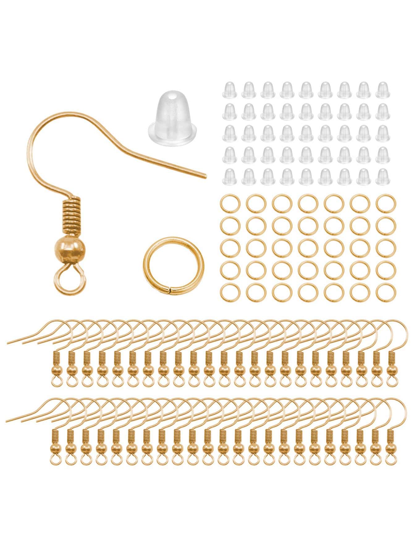300入組/套時尚簡約DIY跳環和耳環掛鉤和耳環後塞女士用於DIY珠寶製作 - 香檳色 - 查看 1