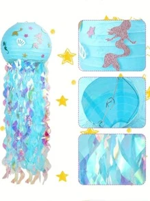 1入組水母紙燈籠主題派對裝飾生日室內室外水下派對婚禮裝飾婚禮用品夏季裝飾夏季用品派對裝飾派對用品 - 藍色 - 查看 3