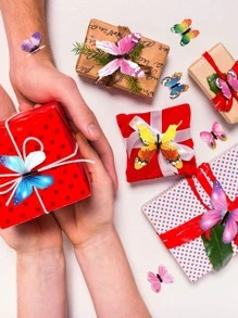 12 miếng dán bướm PVC, nhãn dán bướm chống nước 3D hiện đại cho gia đình - Màu xanh lam - Xem 3