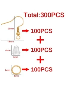 300入組/套時尚簡約DIY跳環和耳環掛鉤和耳環後塞女士用於DIY珠寶製作 - 香檳色 - 查看 2