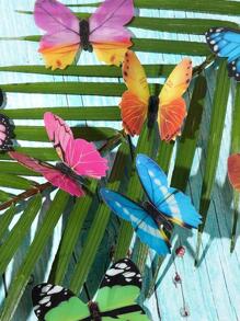 12 miếng dán bướm PVC, nhãn dán bướm chống nước 3D hiện đại cho gia đình - Màu xanh lam - Xem 4