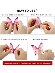 12 miếng dán bướm PVC, nhãn dán bướm chống nước 3D hiện đại cho gia đình - Màu xanh lam - Xem 6