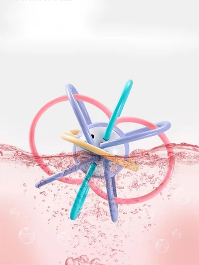 嬰兒手抓球、曼哈頓球、嬰兒齒輪拍打,適用於抓握訓練、益智早教玩具3-6個月、0-1歲(配件顏色隨機)