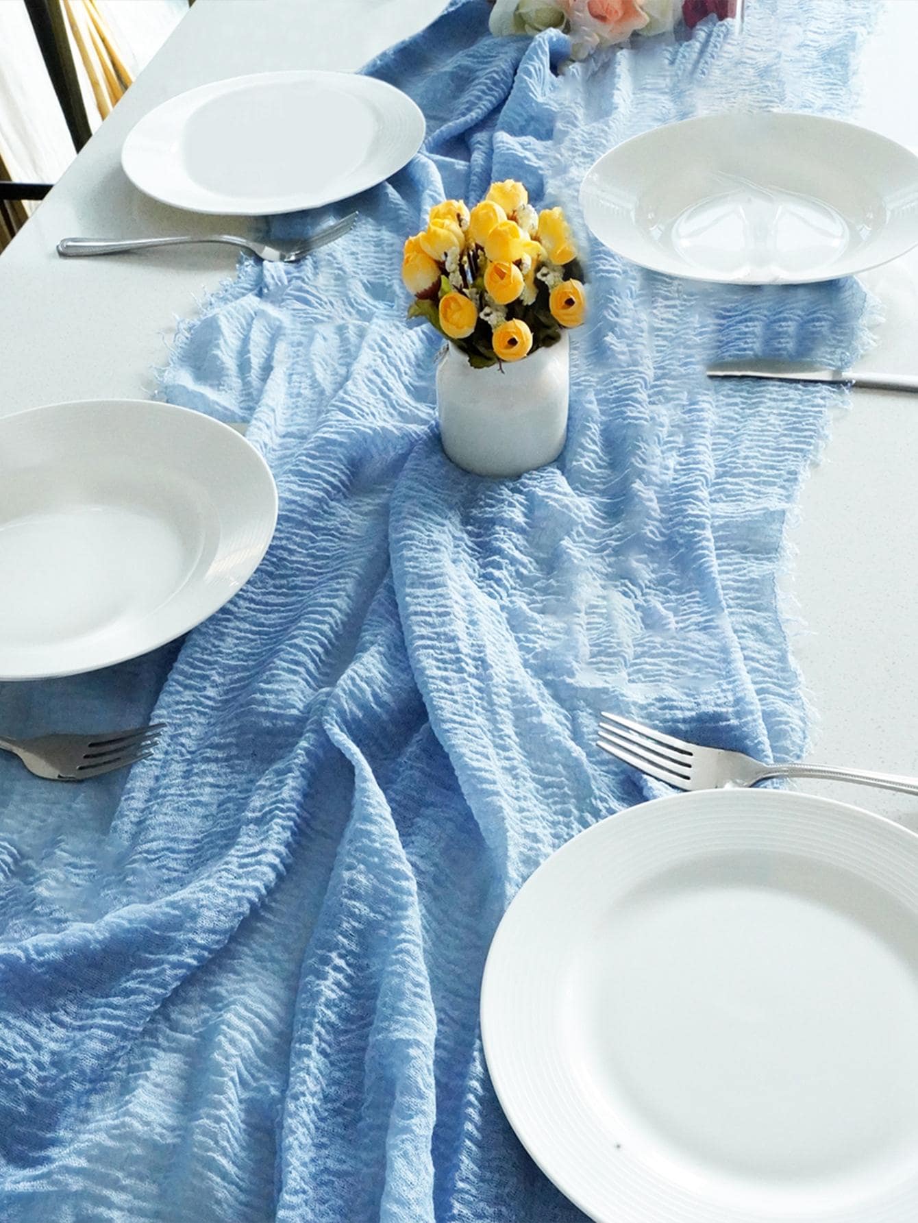 1pc Solid Table Runner - Baby Blue - View 1