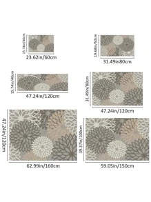 Tấm Thảm Họa Tiết Hoa, Thảm Lót Sàn Polyester Hiện Đại Cho Gia Đình - Màu Xám nhạt - Xem 3