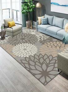 Tấm Thảm Họa Tiết Hoa, Thảm Lót Sàn Polyester Hiện Đại Cho Gia Đình - Màu Xám nhạt - Xem 1