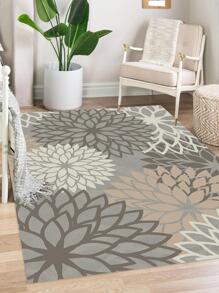 Tấm Thảm Họa Tiết Hoa, Thảm Lót Sàn Polyester Hiện Đại Cho Gia Đình - Màu Xám nhạt - Xem 6