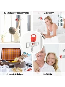 Portable Door Lock Home Security Door Locker Travel Locks for Additional Safety and Privacy Perfect for Traveling Hotel Home Apartment College - 紅色 - 查看 7