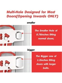 Portable Door Lock Home Security Door Locker Travel Locks for Additional Safety and Privacy Perfect for Traveling Hotel Home Apartment College - 紅色 - 查看 2
