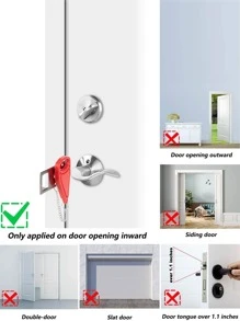 Portable Door Lock Home Security Door Locker Travel Locks for Additional Safety and Privacy Perfect for Traveling Hotel Home Apartment College - 紅色 - 查看 5