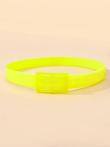 1入組女士素色方形扣時尚皮帶日常裝飾 - 黃色 - 查看 2