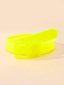 1入組女士素色方形扣時尚皮帶日常裝飾 - 黃色 - 查看 1