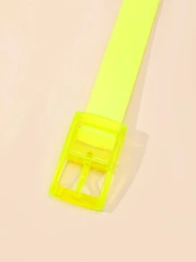 1入組女士素色方形扣時尚皮帶日常裝飾 - 黃色 - 查看 3