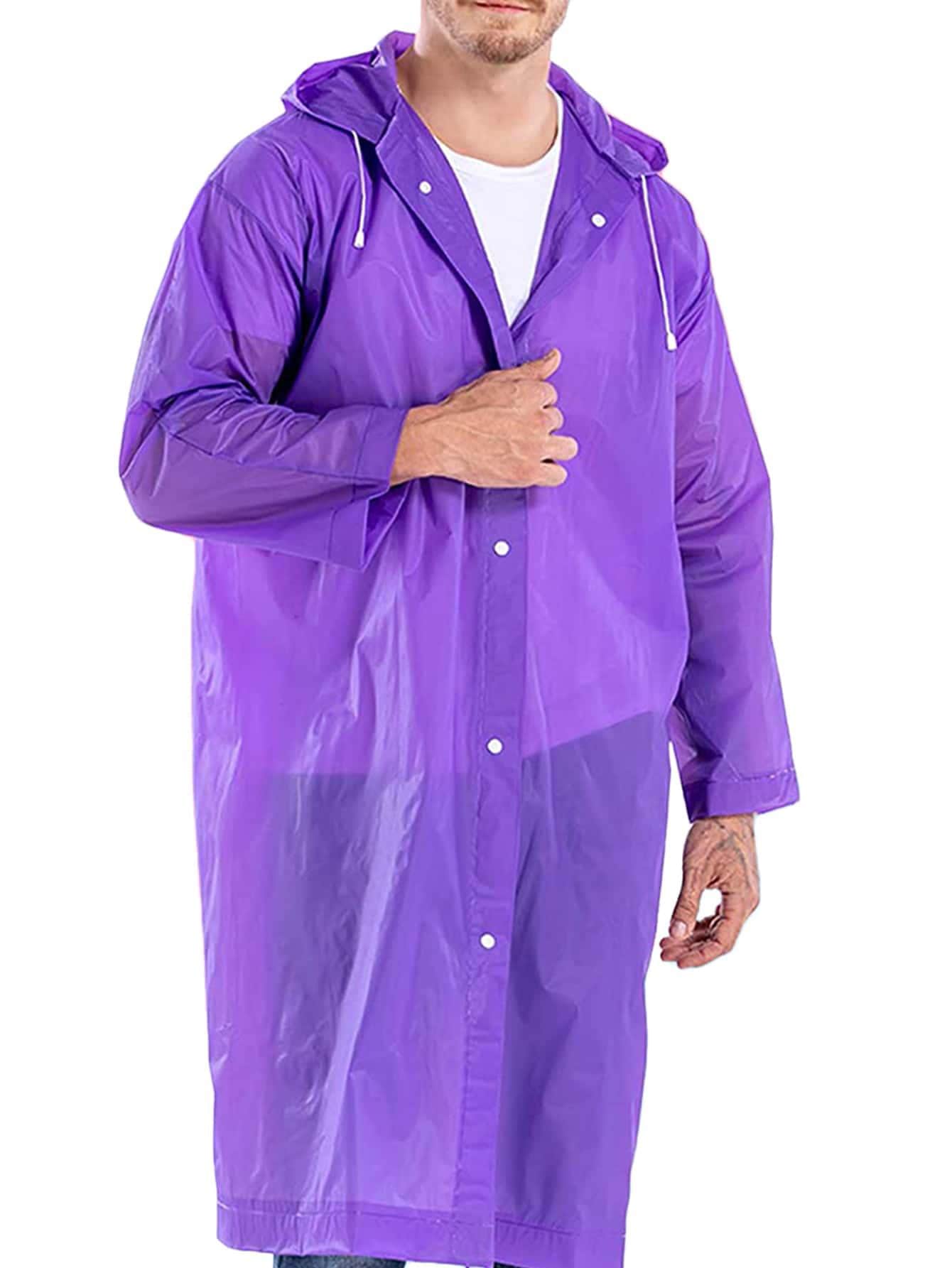 1pc EVA Raincoat, Modern Purple Rain Jacket For Outdoor - Purple - View 1