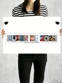 1入組紙質畢業簽名板學生用現代字母圖形畢業簽名板 - 彩色 - 查看 5