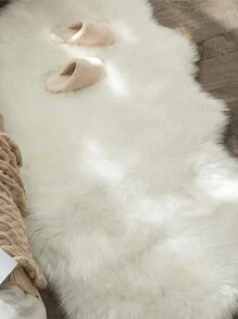 1件装柔软仿毛皮地毯，白色蓬松地毯，适用于客厅、卧室地面，可机洗，可用于椅子、沙发、床边，打造奢华现代家居装饰