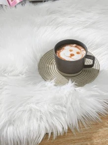 1件装柔软仿毛皮地毯，白色蓬松地毯，适用于客厅、卧室地面，可机洗，可用于椅子、沙发、床边，打造奢华现代家居装饰