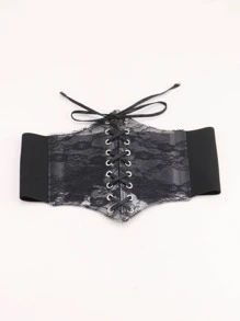 1 cái Thắt lưng Corset ren hoa thời trang cho phụ nữ để trang trí hàng ngày - màu đen - Xem 5