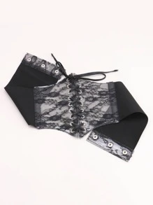 1 cái Thắt lưng Corset ren hoa thời trang cho phụ nữ để trang trí hàng ngày - màu đen - Xem 3
