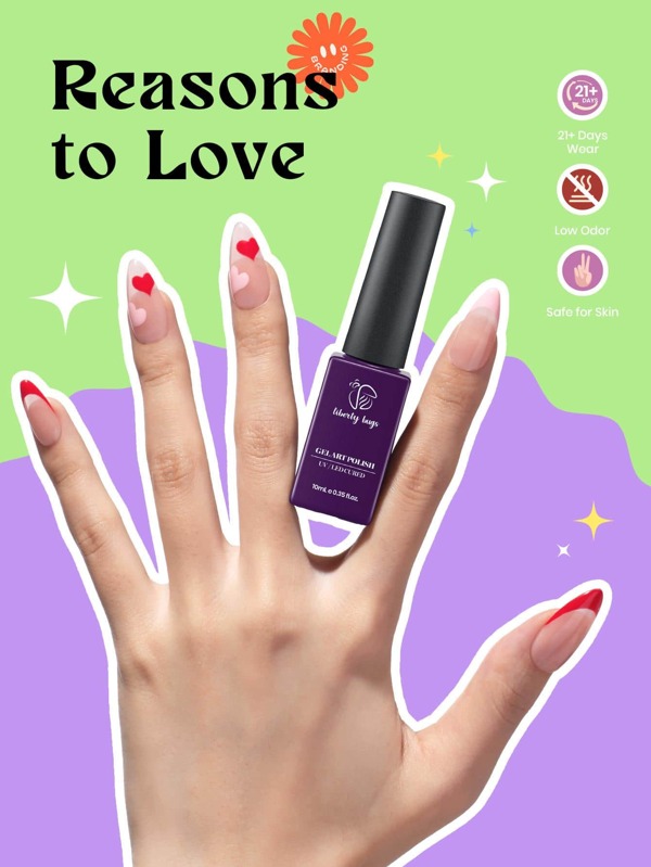 LIBERTY BUGS Gel Polish Nail Art Gel Liner Set 6 Popular Black White