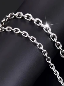 1pc Women Stainless Steel O-Shaped Clasp Necklace, Fashionable & Simple Design, Versatile Titanium Steel Personalized Necklace - Silver - View 2