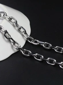 1pc Women Stainless Steel O-Shaped Clasp Necklace, Fashionable & Simple Design, Versatile Titanium Steel Personalized Necklace - Silver - View 4