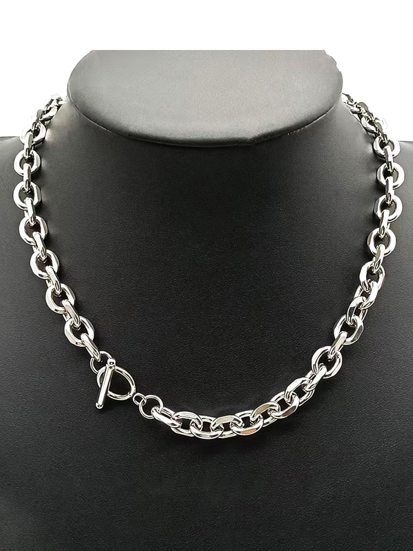 1pc Women Stainless Steel O-Shaped Clasp Necklace, Fashionable & Simple Design, Versatile Titanium Steel Personalized Necklace - Silver - View 1