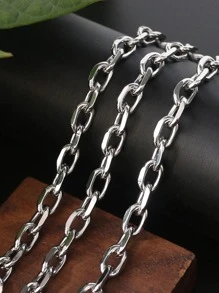 1pc Women Stainless Steel O-Shaped Clasp Necklace, Fashionable & Simple Design, Versatile Titanium Steel Personalized Necklace - Silver - View 7