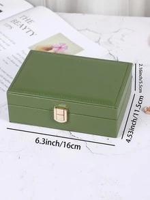 1 cutie portabilă pentru bijuterii, cutie de depozitare pentru bijuterii minimalistă cu mai multe rețele pentru casă - Verde - Vizualizare 2