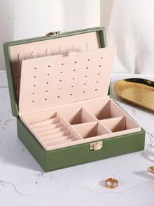 1 cutie portabilă pentru bijuterii, cutie de depozitare pentru bijuterii minimalistă cu mai multe rețele pentru casă - Verde - Vizualizare 6
