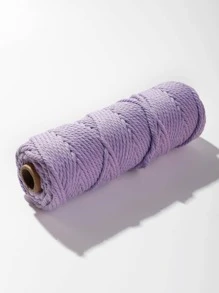 1 Roll 50m Natural Tassel Twine Braided Solid Cord (3mm Thick) For Perfect Fringe Craft, Available In Beige, Black, White, Pink, Light Blue, Light Purple, Yellow, Green, Burgundy And Orange, For Diy Craft, Knitting, Plant Hanger, Festival, Party And Wedding Decoration - Purple - View 2
