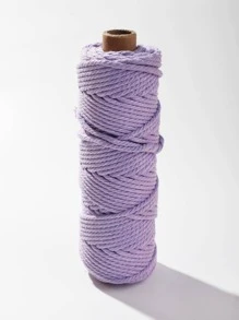 1 Roll 50m Natural Tassel Twine Braided Solid Cord (3mm Thick) For Perfect Fringe Craft, Available In Beige, Black, White, Pink, Light Blue, Light Purple, Yellow, Green, Burgundy And Orange, For Diy Craft, Knitting, Plant Hanger, Festival, Party And Wedding Decoration - Purple - View 6