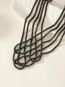 1入組復古編織細節項鍊適合女士日常裝飾 - 黑色 - 查看 3
