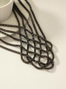 1入組復古編織細節項鍊適合女士日常裝飾 - 黑色 - 查看 2