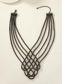 1入組復古編織細節項鍊適合女士日常裝飾 - 黑色 - 查看 1