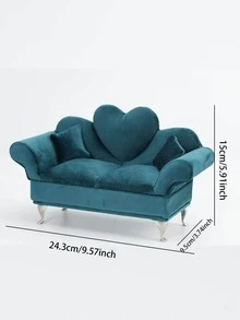 1pc Creative Simulation Sofa Shaped Ornament With Jewelry Box For Earrings, Ring, Necklace Storage - Green - View 2