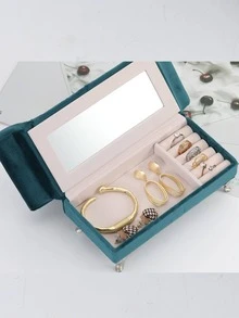 1pc Creative Simulation Sofa Shaped Ornament With Jewelry Box For Earrings, Ring, Necklace Storage - Green - View 4