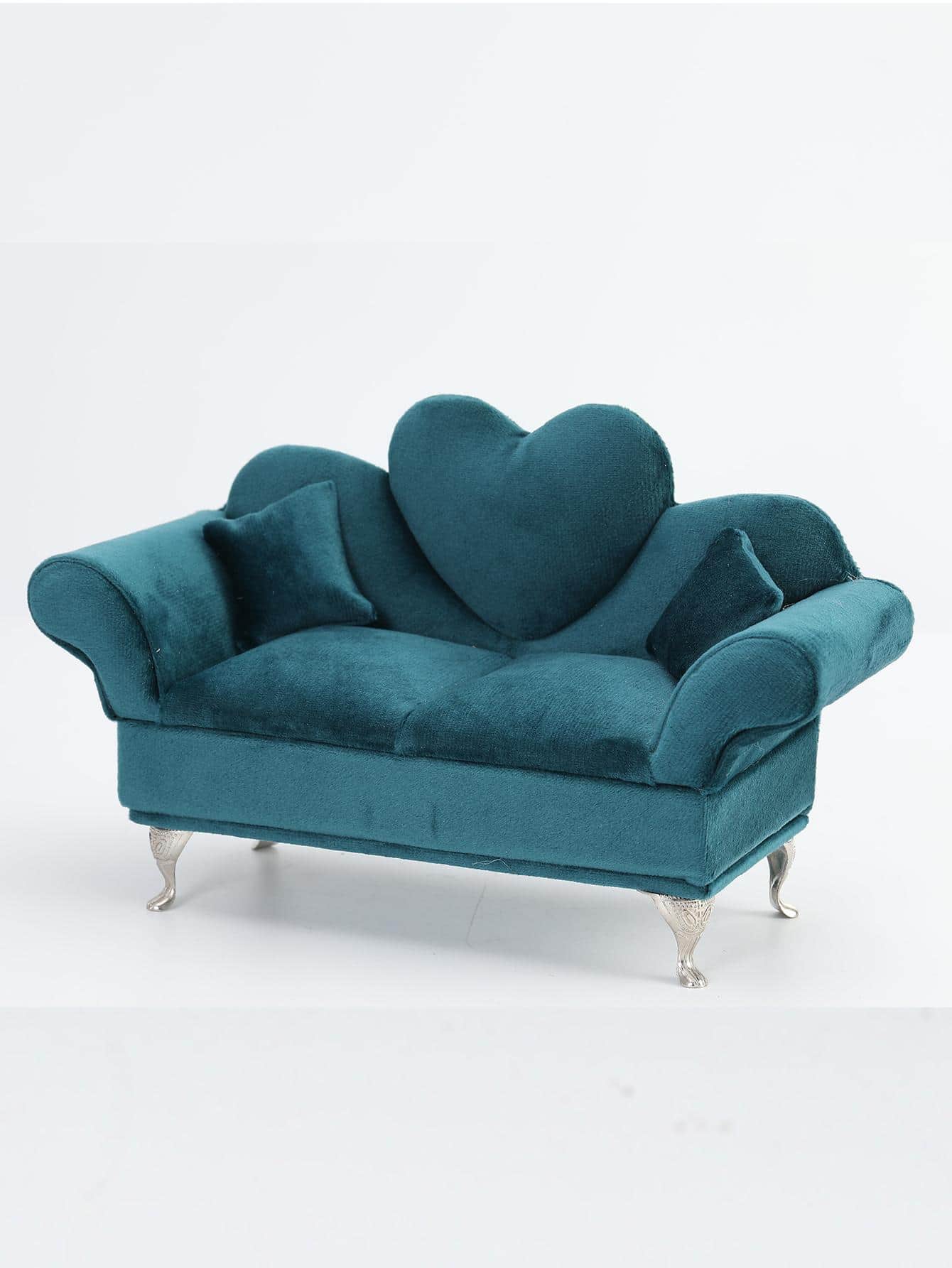 1pc Creative Simulation Sofa Shaped Ornament With Jewelry Box For Earrings, Ring, Necklace Storage - Green - View 1