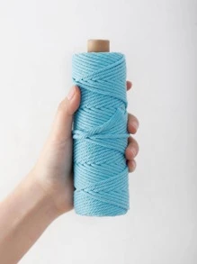 1 Roll 3mm Thick 50m Natural Fringe Twisted Cord, Perfect Lace Edge Material Craft Rope (Colors Available: Natural Beige, Black, White, Pink, Light Blue, Light Purple, Yellow, Green, Wine Red, Orange), For Diy Crafts, Knitting, Plant Hanger, Festival, Party, Wedding Decoration - Mint Blue - View 5