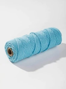 1 Roll 3mm Thick 50m Natural Fringe Twisted Cord, Perfect Lace Edge Material Craft Rope (Colors Available: Natural Beige, Black, White, Pink, Light Blue, Light Purple, Yellow, Green, Wine Red, Orange), For Diy Crafts, Knitting, Plant Hanger, Festival, Party, Wedding Decoration - Mint Blue - View 2