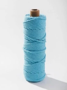 1 Roll 3mm Thick 50m Natural Fringe Twisted Cord, Perfect Lace Edge Material Craft Rope (Colors Available: Natural Beige, Black, White, Pink, Light Blue, Light Purple, Yellow, Green, Wine Red, Orange), For Diy Crafts, Knitting, Plant Hanger, Festival, Party, Wedding Decoration - Mint Blue - View 6