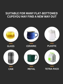 Calentador De Taza De Café, Plato Calentador De Vela Con Apagado Automático De 3 Horas, Calentador De Taza Con 3 Ajustes De Calor Para Escritorio, Calentador De Café Con Base De Madera, Calentador De Taza Eléctrico Con Control De Temperatura Inteligente (redondo) - Negro - Ver 7