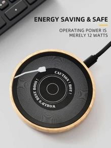 Calentador De Taza De Café, Plato Calentador De Vela Con Apagado Automático De 3 Horas, Calentador De Taza Con 3 Ajustes De Calor Para Escritorio, Calentador De Café Con Base De Madera, Calentador De Taza Eléctrico Con Control De Temperatura Inteligente (redondo) - Negro - Ver 4