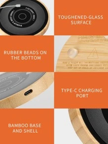 Calentador De Taza De Café, Plato Calentador De Vela Con Apagado Automático De 3 Horas, Calentador De Taza Con 3 Ajustes De Calor Para Escritorio, Calentador De Café Con Base De Madera, Calentador De Taza Eléctrico Con Control De Temperatura Inteligente (redondo) - Negro - Ver 9