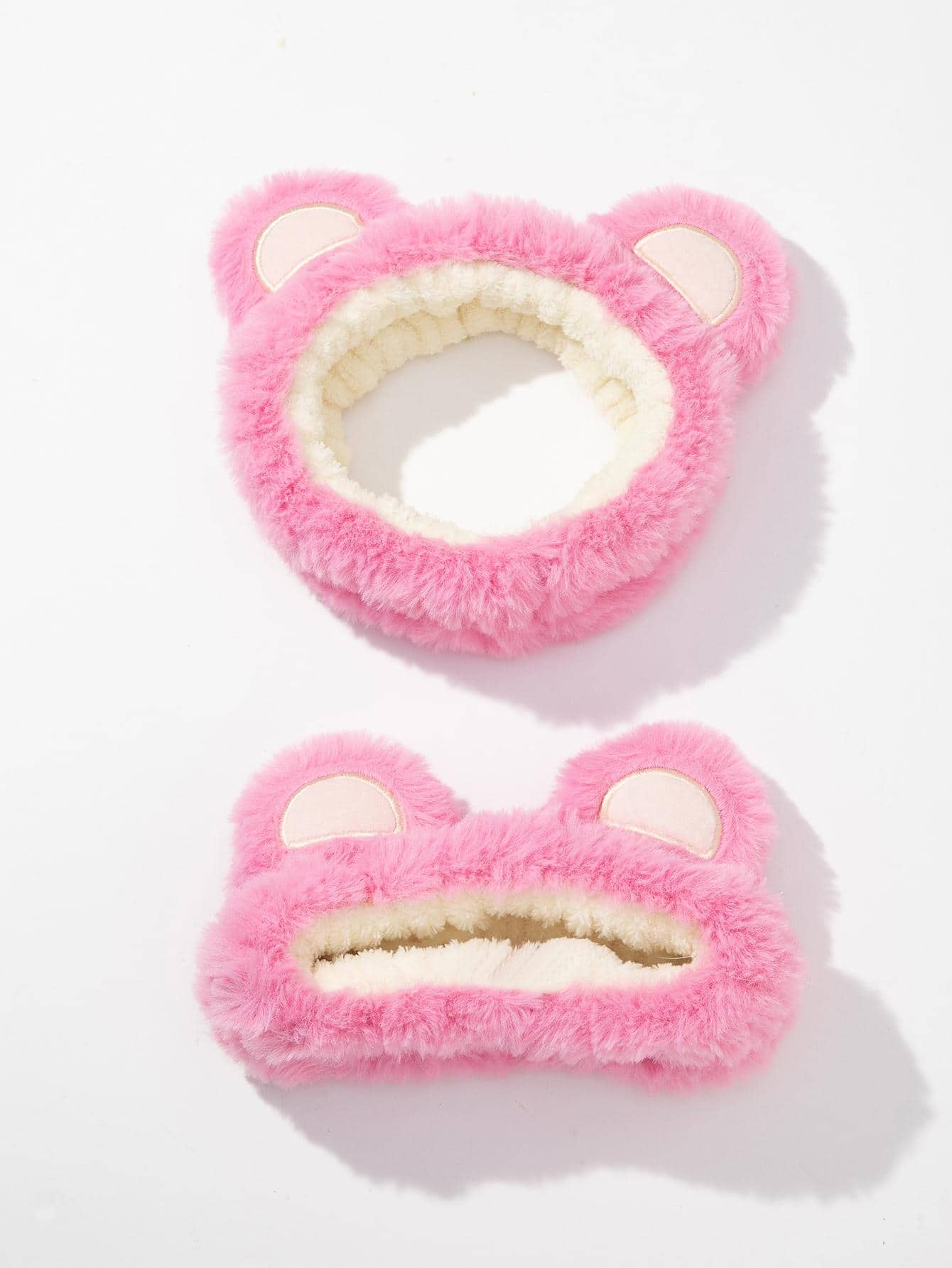 1入組女士卡通耳朵裝飾毛茸茸可愛髮帶 - 粉色 - 查看 1