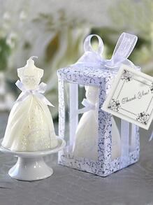 1 支工艺婚礼蜡烛浪漫婚礼回礼彩绘新娘礼服蜡烛万圣节、幽灵、秋季、节日、假日圣诞节、冬季、假日、节日、房间装饰、礼物 - 白色 - 查看 1