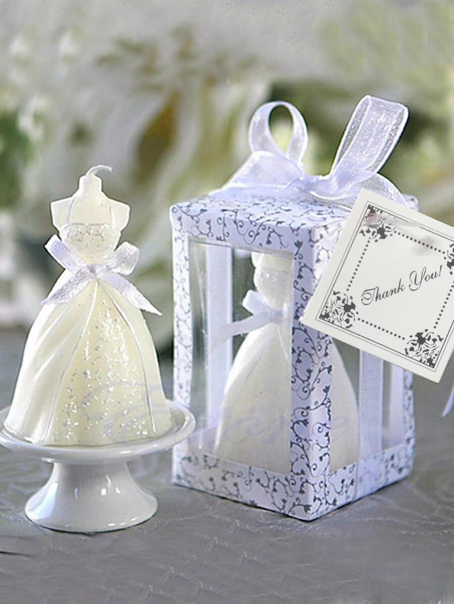 1 支工艺婚礼蜡烛浪漫婚礼回礼彩绘新娘礼服蜡烛万圣节、幽灵、秋季、节日、假日圣诞节、冬季、假日、节日、房间装饰、礼物 - 白色 - 查看 1