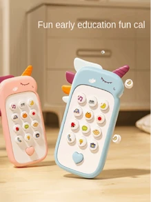 兒童手機獨角獸玩具音樂聲音電話睡眠玩具帶牙膠模擬手機兒童早期教育玩具，兒童禮品（隨機附贈配件顏色） - 寶藍色 - 查看 3