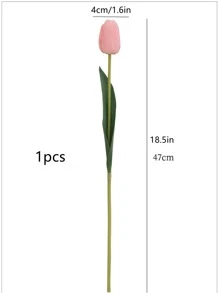 1pc Tulip Artificial Flower With Realistic Touch And Moisturizing Feature For Living Room And Dining Table Decoration, Wedding Bouquet Easter - Dusty Pink - View 4