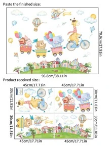 4PCS Green Plant Cartoon Girl Animal Children's Room Foyer, Cabinet, Room Door, Restaurant Decoration Wall Sticker PVC Self-Adhesive Children's Home Decoration Wall Sticker On The Back, Stickers, Wall Decal, Vinyl Decal For Home Decorations, Spring Decoration Items Refresh Your Home, Rama Decoration Stickers Gifts Birthday Graduation - Multicolor - View 4